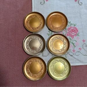 Set Of 6 Mid Century Modern Kraftware Coppertone Aluminum Coasters